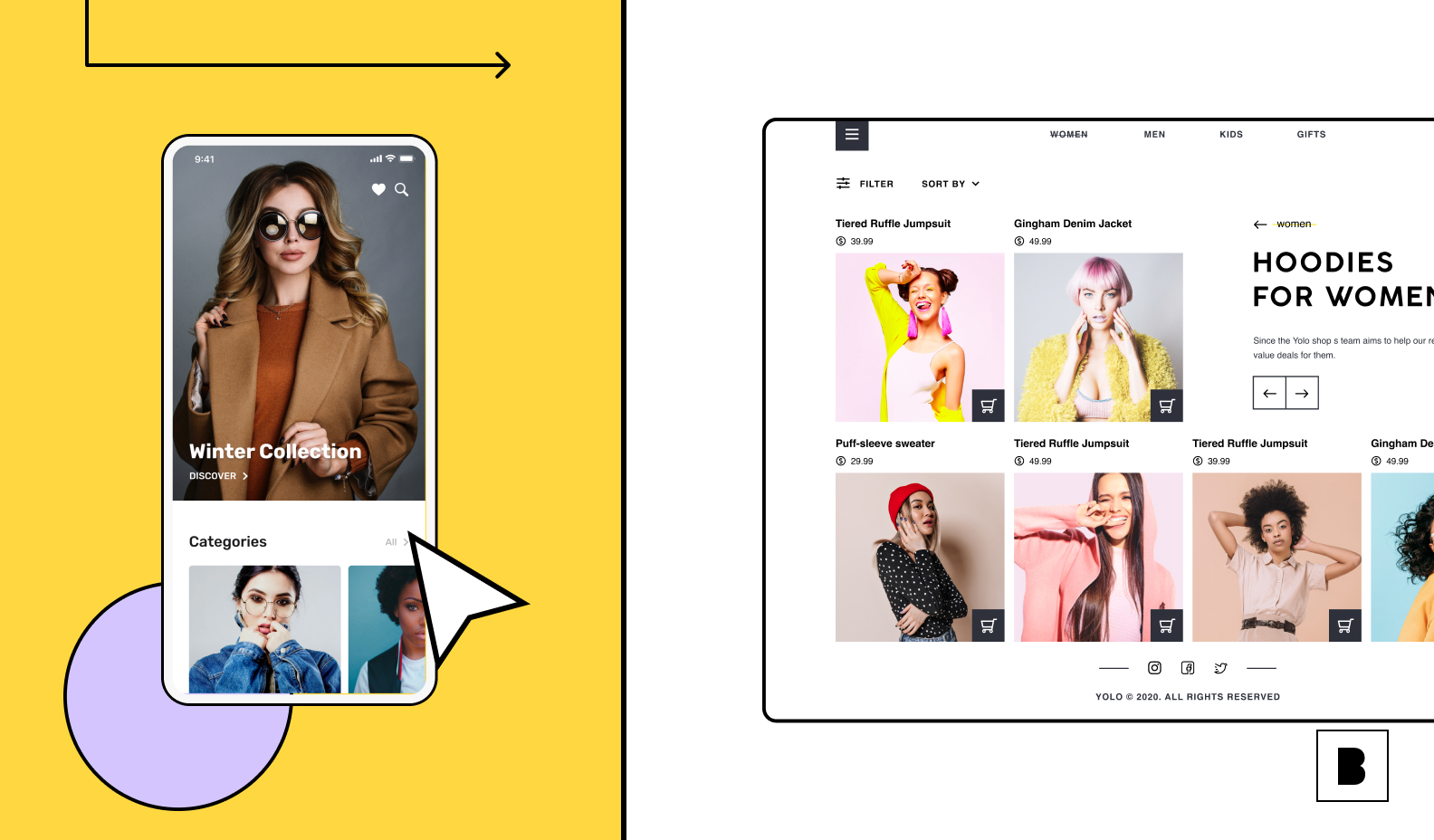 Mobile app and website screens