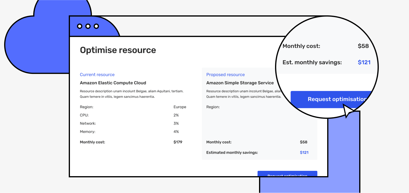 Cloud one resource optimisation screen for Amazon Elastic Compute Cloud