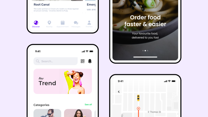 e-commerce app screens