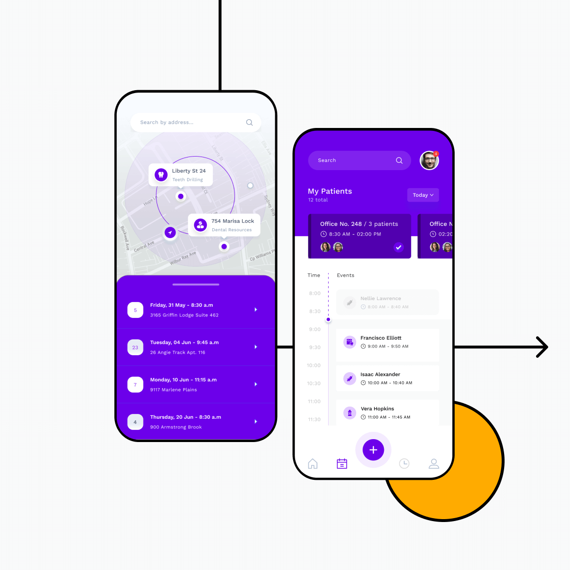 Clinic app screens